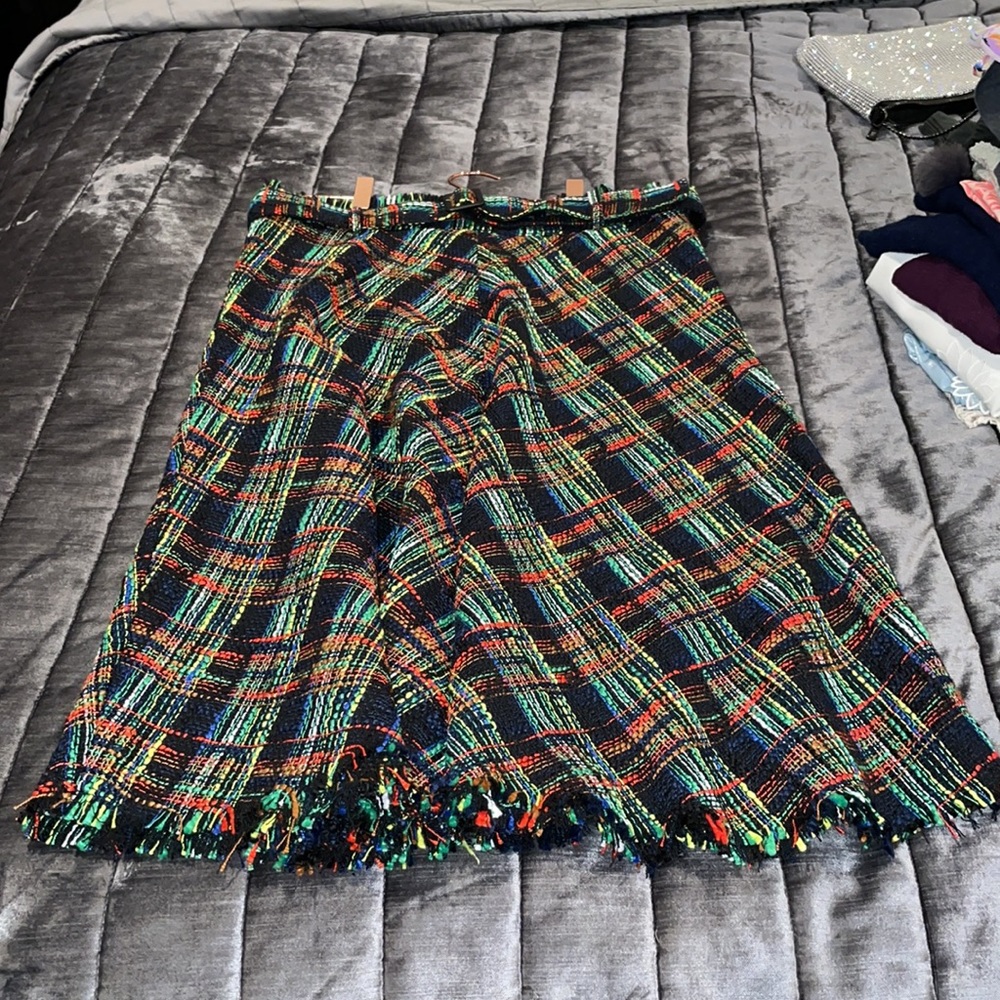 Zara Multicolor Plaid Midi Skirt